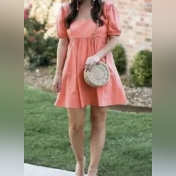 Women’s Wild Fable Puff Short Sleeve Dress Size M Peach Orange - Picture 1 of 3